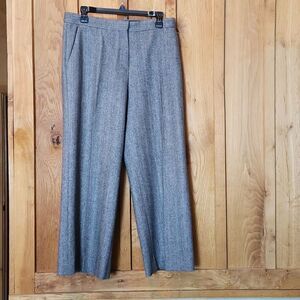 Jil Sander Luxury Designer 100% Virgin Wool Wide Leg Dress Pants, Size 4, Grey